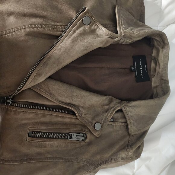 Lucky Brand Classic Lambskin leather biker jacket - Picture 1 of 3